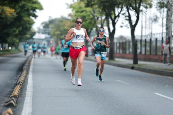 female marathon runner racing